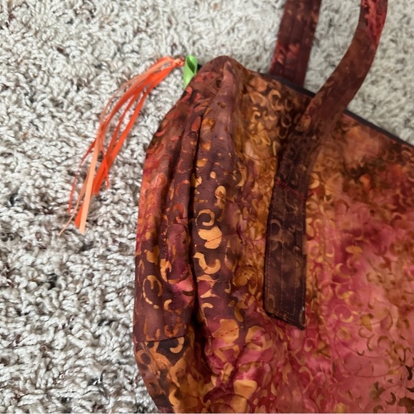 Handmade Pink Orange Tie Dye Quilted Embroidered Boho Bag Hippie Indie - Picture 5 of 16